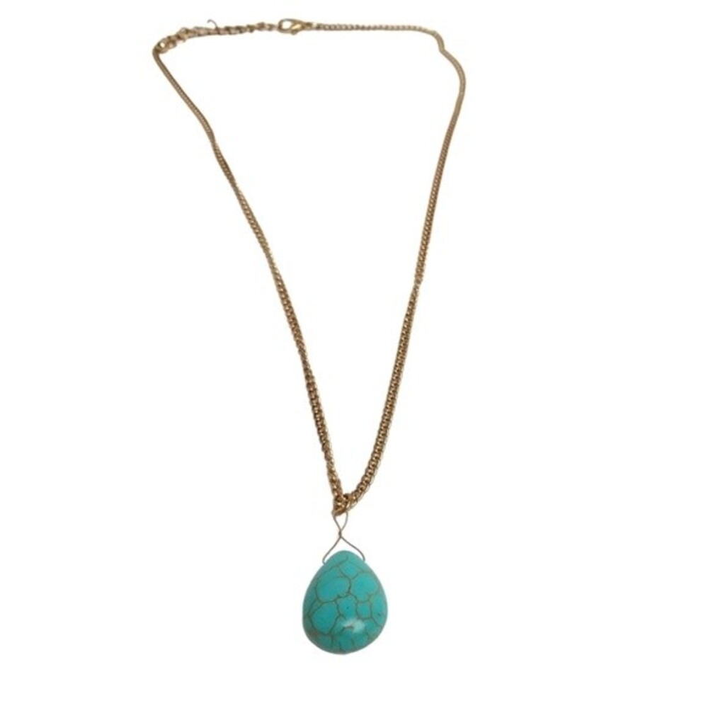 Faux Turquoise Rock Necklace